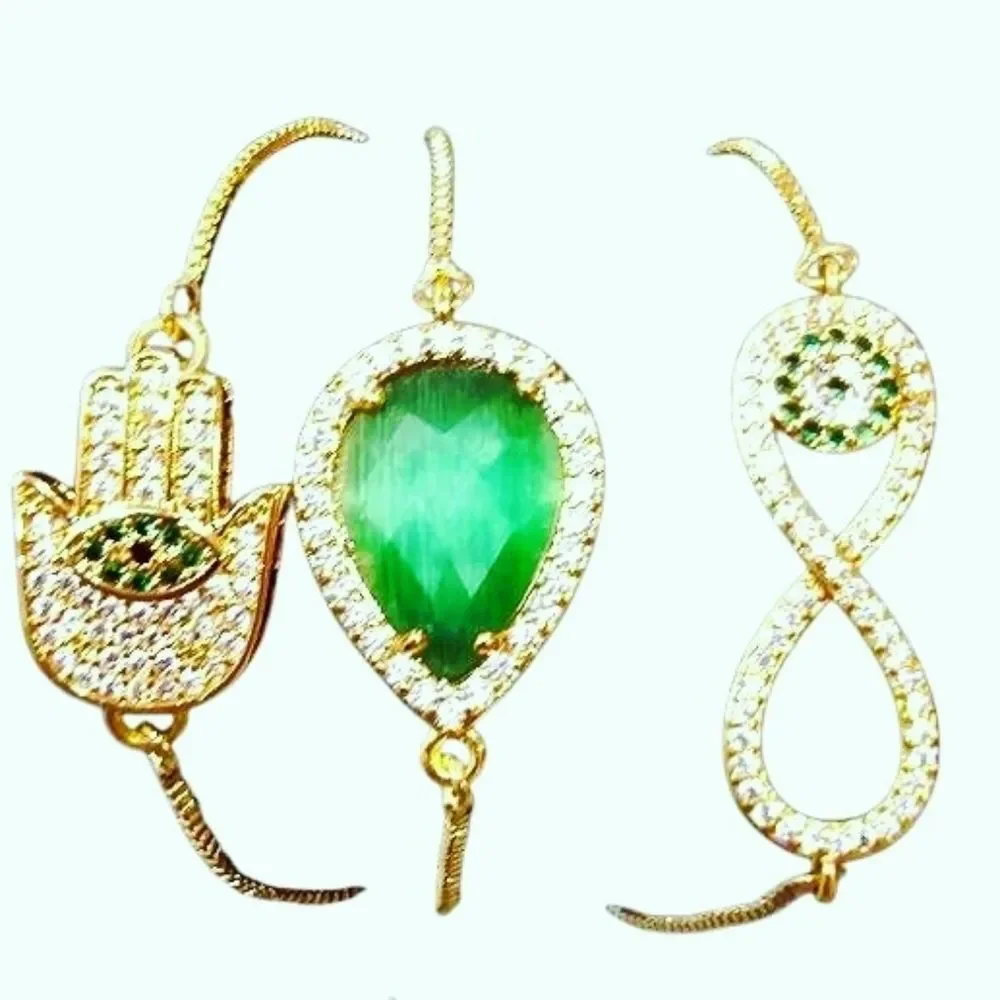 Eye Candy LA CZ Hasma + Infinity 18K Gold Plated Bracelet Trio